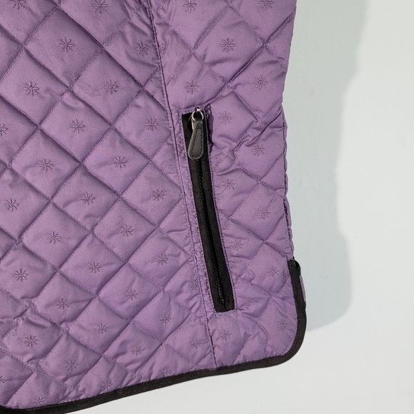 VTG Eddie Bauer Women's DOWN Fill Quilted Vest Sz L Purple Full-Zip Pocket - Picture 5 of 12